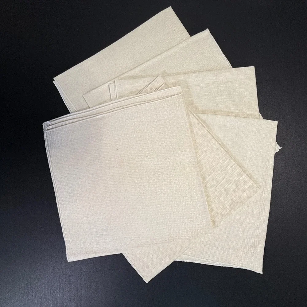 Leacock Tea Setting NT-21 Vintage Cream Linen Tablecloth and Napkins Set - Picture 4 of 9